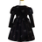 Shein Toddler Girls' Christmas Rhinestones Velvet Long Sleeve Dress With Bowknot Pattern, Suitable For Party, Black, Fit For Autumn And Winter