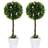 Homcom Set of 2 Potted Plants Ball Tree with Flowers - Pink Artificial Plant