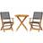 vidaXL 3 Piece Black Poly Rattan and Solid Wood Bistro Set, 1 Table incl. 2 Chairs