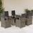 vidaXL 7 Piece Garden With Cushions Poly Rattan - Grey Patio Dining Set, 1 Table incl. 6 Chairs