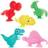Baker Ross FN212 Dinosaurier med sugkoppar 10-pack, fyllning för barnkalaspåse, badleksaker