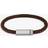 BOSS Aresi Braided Leather Bracelet Brown