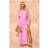 PrettyLittleThing Pink Onion Skin Bardot Tie Waist Maxi Dress, Pink