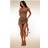 PrettyLittleThing Dark Taupe Double Layer Slinky Mesh Panel Bodycon Dress, Brown
