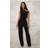 PrettyLittleThing Petite Black Slinky Twist Shoulder Wide Leg Jumpsuit, Black