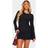 PrettyLittleThing Black Textured Flared Sleeve Shift Dress, Black