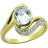 Precious Stone Women Two Tone IP Ring - Gold/Transparent