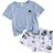 Shein Baby Boys Casual Coconut Tree Print Short Sleeve Top and Shorts Holiday Set