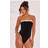 PrettyLittleThing Black Contrast Binding Bandeau Swimsuit - Black