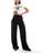 Stradivarius linen look pull on trouser in black