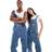 Lee Unisex-overalls mellemblå denim workwear-stil med afslappet pasform