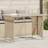 vidaXL Garden Table With Glass Top 110x68x70 cm - Beige