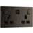 BG Screwless Flatplate 13A Power Socket With USB A C 22W 2 Gang in Black Nickel Plastic