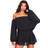 PrettyLittleThing Black Chiffon One Shoulder Floaty Skort Playsuit, Black