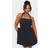 PrettyLittleThing Plus Black Buckle Detail Halterneck Puffball Mini Dress, Black