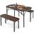 Costway Wooden Brown Dining Set 70x120cm 3pcs