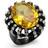 Alamode Jewelry Ring - Black/Topaz/Transparent