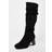 Quiz Black Wide Fit Knee High Faux Suede Block Heel Boots
