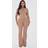 PrettyLittleThing Shape Mocha Sculpted Short Sleeve Jumpsuit - Coffee