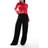 Bershka Drawstring Waist Wide Leg Trousers - Black