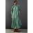Warehouse Shadow Stripe Tie Back Neck Ruffle Tier Midi Dress - Olive