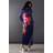 Warehouse Floral Placement Print Satin Midi Dress - Navy