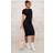 PrettyLittleThing Black Ribbed Short Sleeve Crew Neck Midi Dress