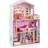 Costway 3-Story Wooden Dollhouse with Simulated Rooms and Furniture Set-Pink