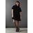 Warehouse Velvet Crinkle Tie Neck Puff Sleeve Tier Hem Mini Dress - Black