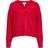 Object Objmilu LS LO V-Neck Knit - Röd