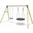 Rebo Wooden Double Swing Set with Boat Swing Meteorite Green One Size