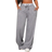 Shein Women's Casual Loose Waist Drawstring Grey Sweatpants With Letter Weaved Tape