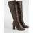boohoo Womens Block Heel Knee High Boots - Brown