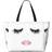 Yqxwjl Eyelash Lip Print Beach Tote Bag - White