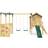 Rebo Orchard 4ft Wooden Playhouse Double Swing