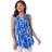 Roman Leaf Print Frill Pintuck Detail Top Blue
