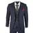 Paul Andrew Mens Herringbone Tweed Suit 3 Piece - Navy Blue Peaky