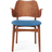 Warm Nordic Gesture Upholstered Teak Oiled Sea Blue Kitchen Chair 80cm