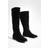 boohoo Faux Suede Slouchy Knee High Flat Boots - Black