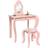 ZONEKIZ Kids Dressing Table with Mirror Stool Drawer