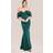 Goddiva Off The Shoulder Draped Sleeve Maxi Dress - Emerald Green