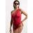 Karen Millen Slinky Tie Detail One Shoulder Swimsuit - Red