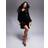 In The Style Sian Velvet Long Sleeve Mini Dress - Black