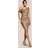 Goddiva Sequin Cowl One Shoulder Midi Dress - Gold