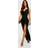 boohoo Womens Slinky Ruched Wrap Maxi Dress - Black