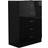 Fwstyle Bedroom Storage Black Gloss Chest of Drawer 70x100cm