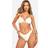 boohoo Pearl Trim Tie Front Bandeau Bikini Top Set - White