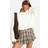 boohoo Womens Check Pleat Mini Skirt - Beige