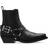 Ganni Fitted Leather Western Chelsea Boots - Black