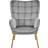 Yaheetech Velvet Light Grey/Gold Armchair 99cm